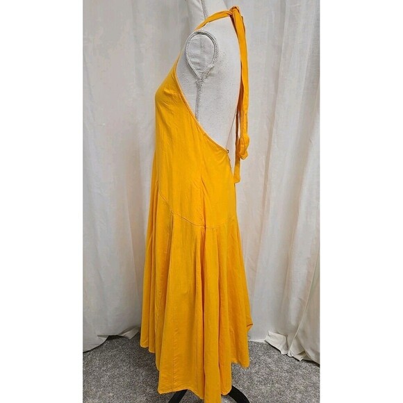 Free People Holding On Convertible Maxi Dress Cotton Linen Yellow Women’s Sz XS - Picture 4 of 10